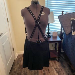 Hot Topic skater skirt with suspenders